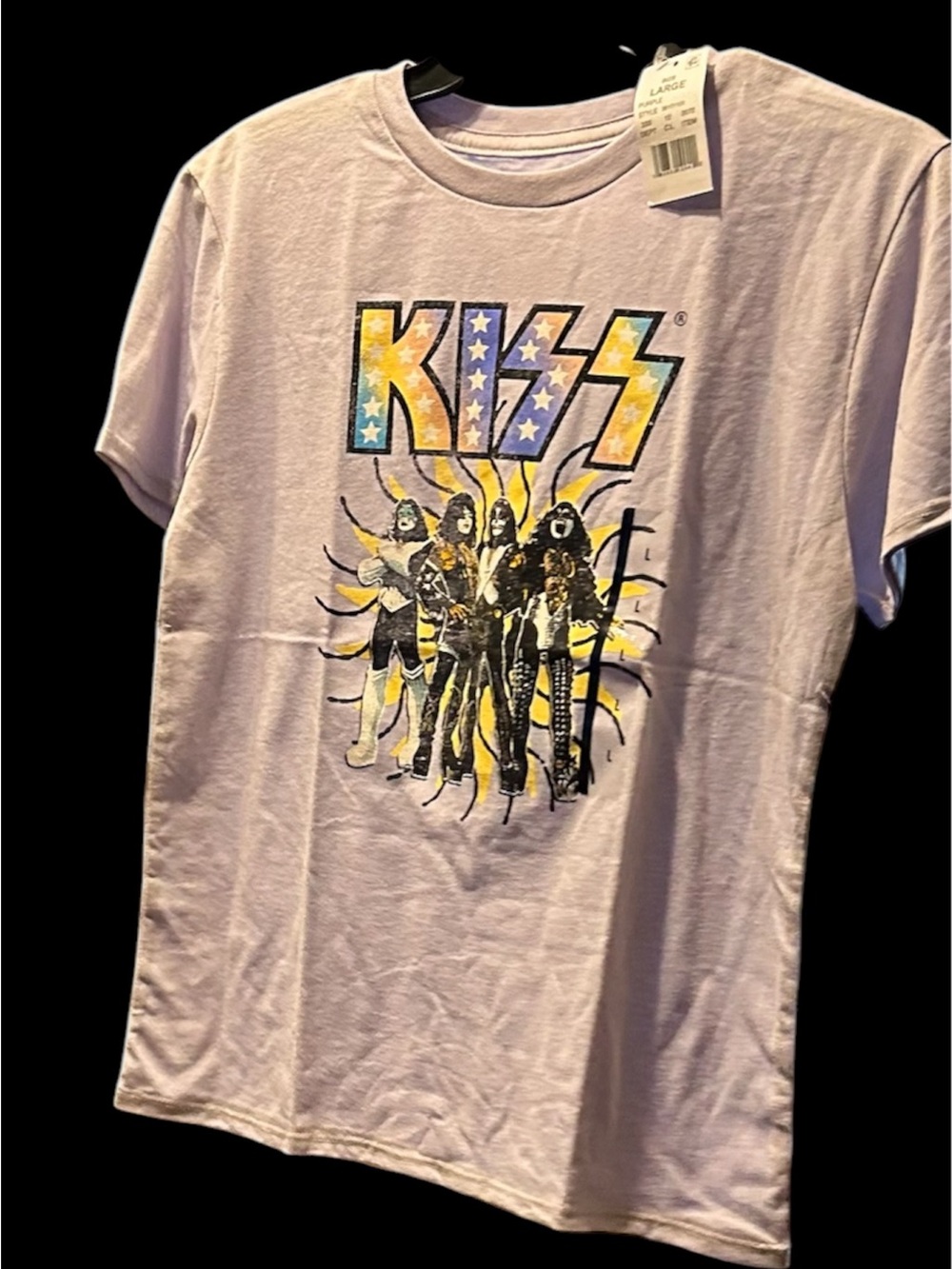 Kiss Kids Short Sleeve Tee in Light Purple with Multicolor Band Logo